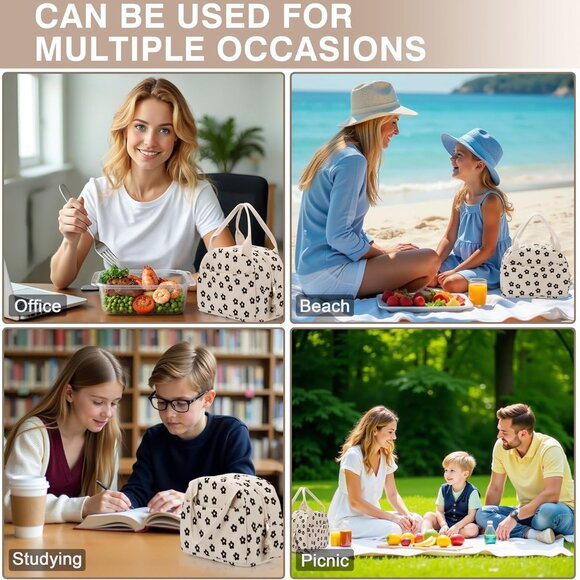 Lunch Bag - Insulated Lunch Box for Women, Reusable Large Capacity Cooler Bag fo - Picture 6 of 6